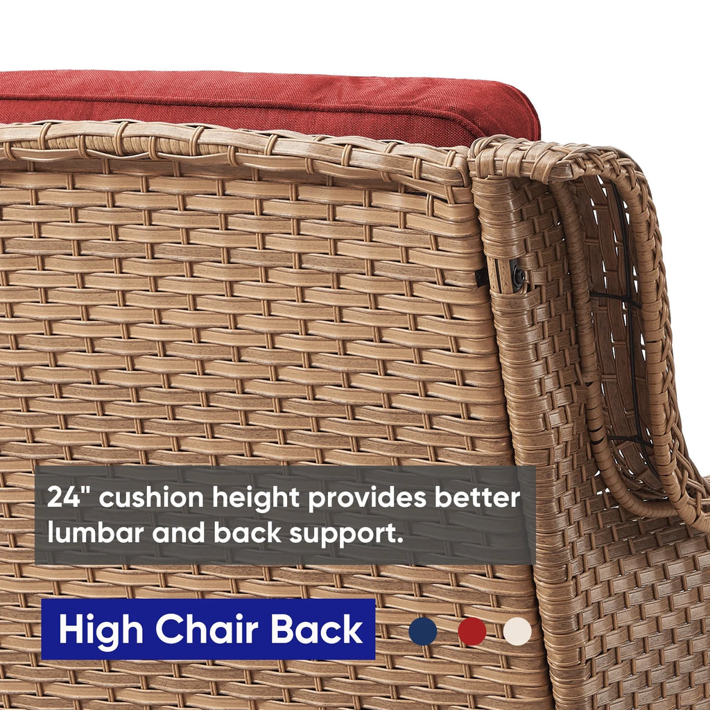 POCASSY 3 Piece Patio Set Outdoor Wicker Glider Rocking and Swivel Chairs with Cushions