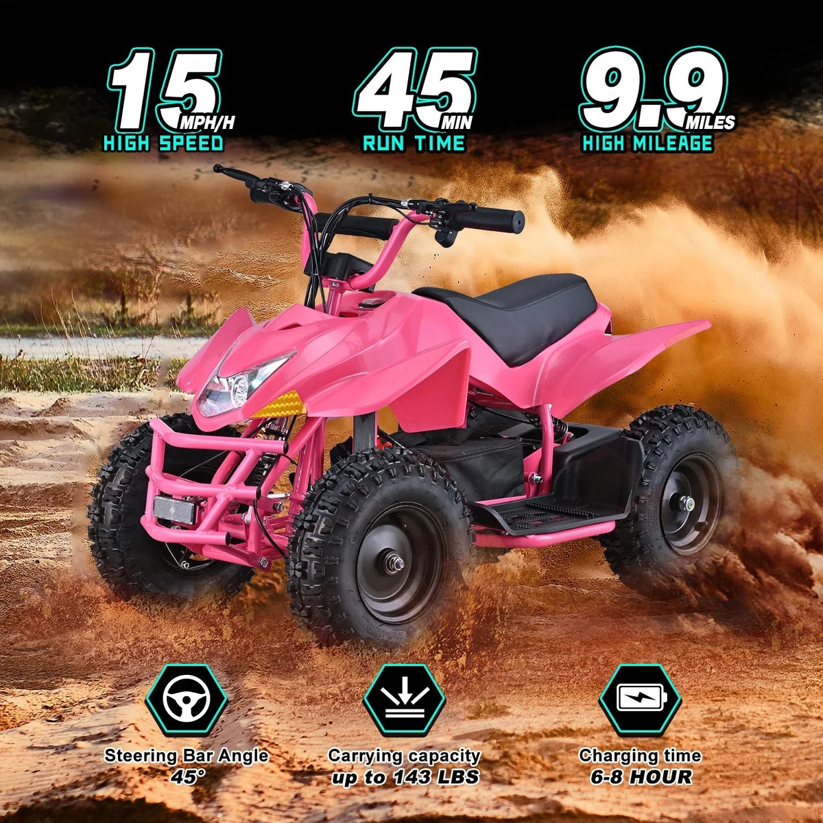 Aoemoe 500W Ride-On Racer �C 15mph Speed, 36V Battery, 45�C60 Min Play, Blue