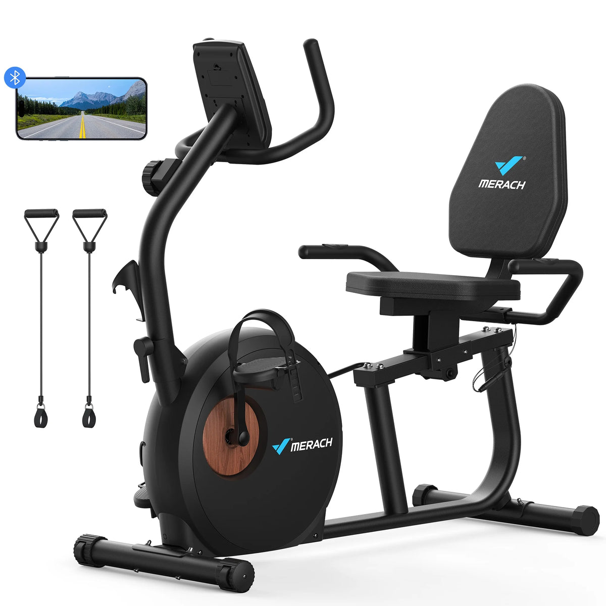 MERACH Recumbent Exercise Bikes for Home Sit Down Stationary Bicycle Magnetic 8 Levels Resistance Indoor Cycling Bike with Free APP
