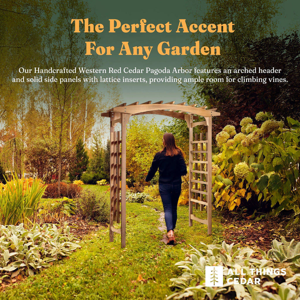 All Things Cedar PA106 Pagoda Wedding Arbor - Elegant Garden Arch for Weddings and Landscapes