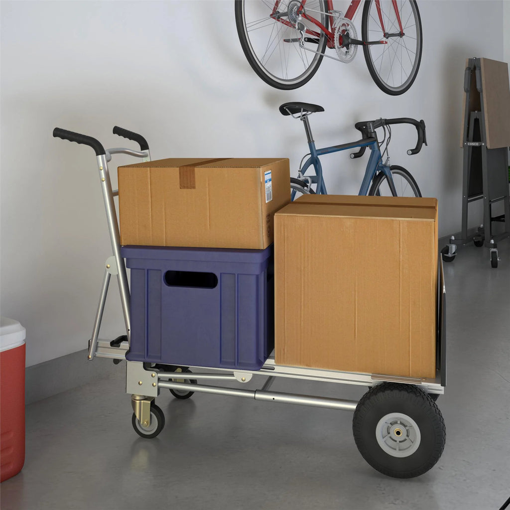 Cosco 3-in-1 Assist Series Aluminum Hand Truck/Assisted Hand Truck/Cart w/ flat free wheels, Silver