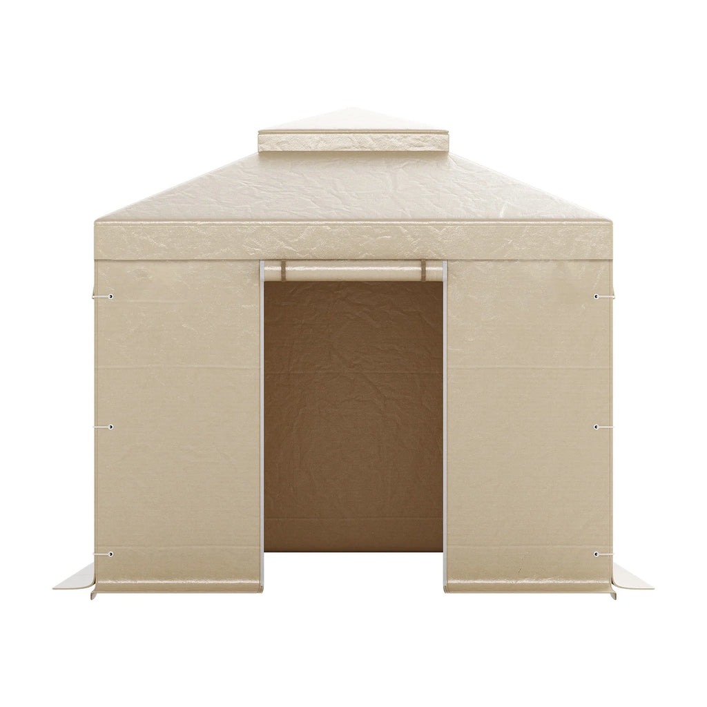 KFFKFF Winter Gazebo Cover for 10 x 10 ft Hardtop Gazebos, All-Weather Double-Tiered Cover with Sidewalls & Mesh Windows, Durable PE Enclosure for Outdoor Shelters, Gazebo Frame Not Included