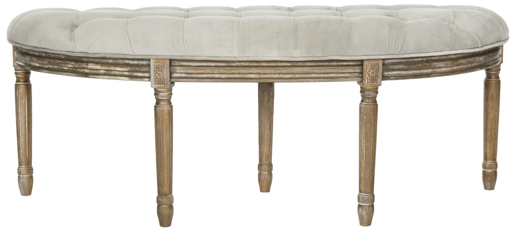 SAFAVIEH Abilene Tufted Rustic Semi Circle Bench, Beige/Rustic Oak
