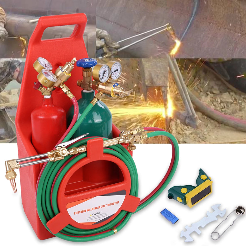 Oxy Acetylene Torch Kit Trendix Welding and Cutting Torch Set with Gauges & Hose for Metal Working, Includes 2 Tanks, 12-feet Hose Length