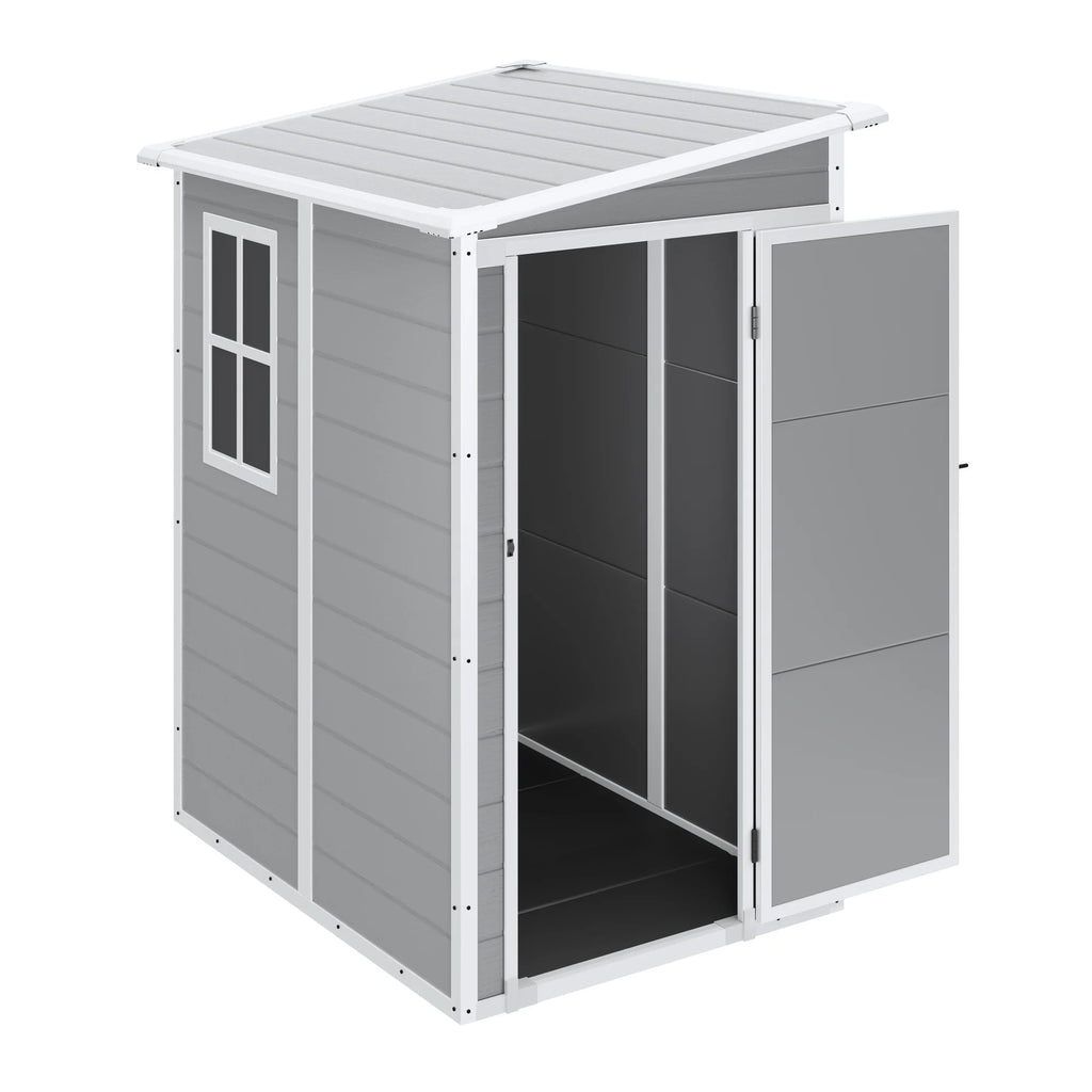 Syngar Outdoor Storage Shed with Lockable Doors, Dark Gray