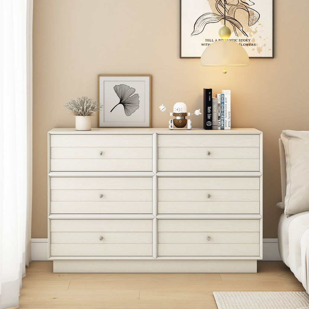 May Color Large White 3 Drawer Dresser Set of 2 with Fluted Panel, Modern Chest of Drawers with Silent Slide Drawers, Wood Accent Nightstand with Storage for Bedroom Living Room, Hallway