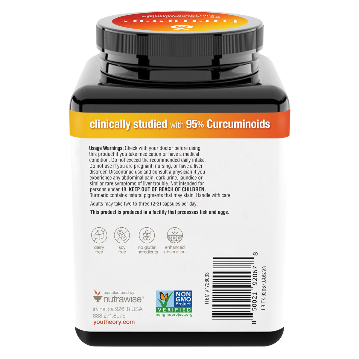 youtheory Turmeric Healthy Inflammation Support 2250 mg, 210 Vegetarian Capsules