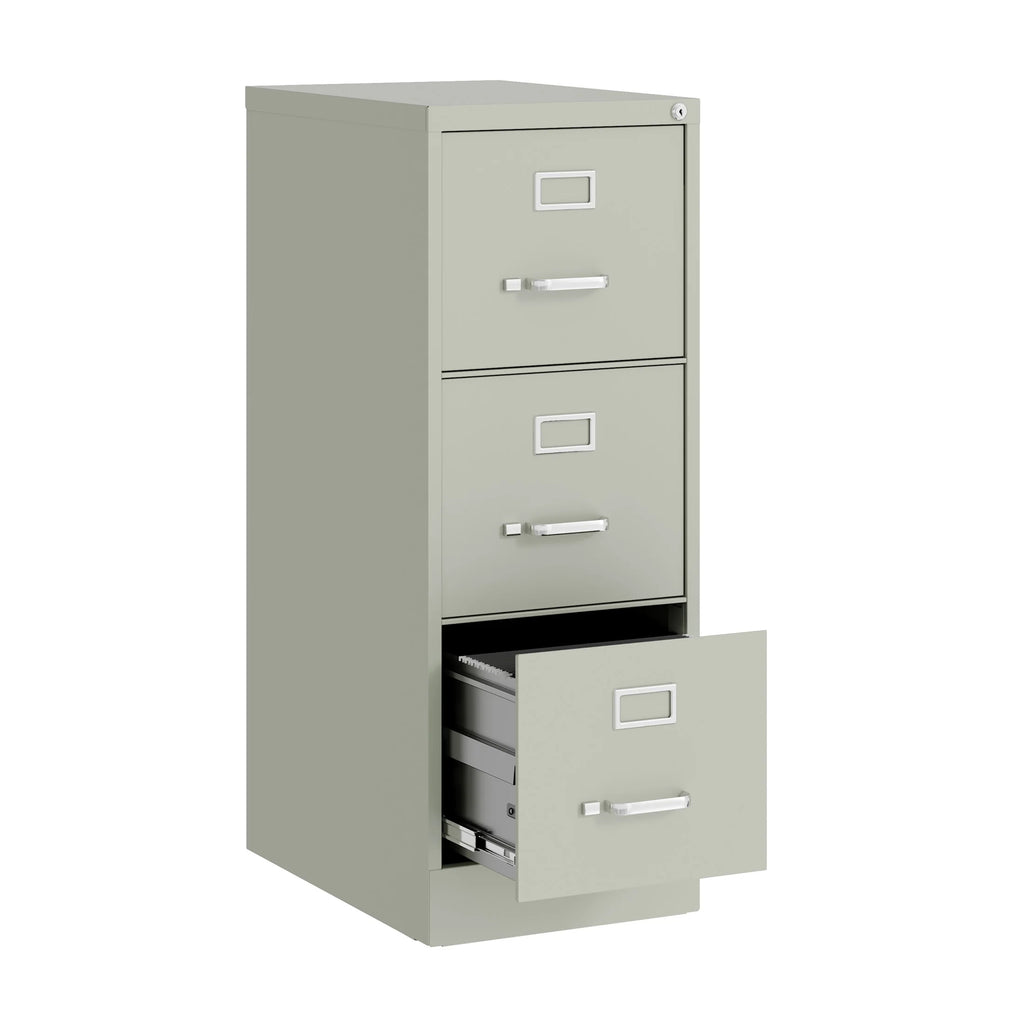 Hirsh 22" Deep 3 Drawer Letter Width Vertical File Cabinet, Commercial Grade, Gray
