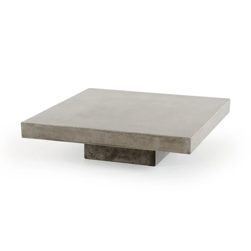 Modrest Morley Square Modern Concrete Stone Coffee Table in Dark Gray