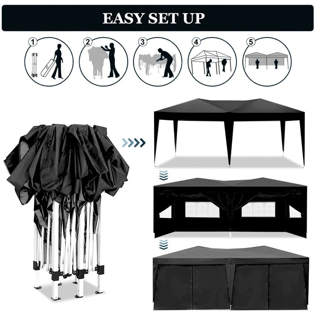 10'x20' Pop Up Canopy Tent with 6 Removable Sidewalls & Portable Rolling Bag �?Waterproof UPF 50+ Shade for Parties, Beach, Weddings & Camping