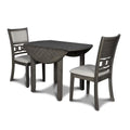 New Classic Gia 3 Piece Contemporary Rubberwood Dining Table Set, Gray