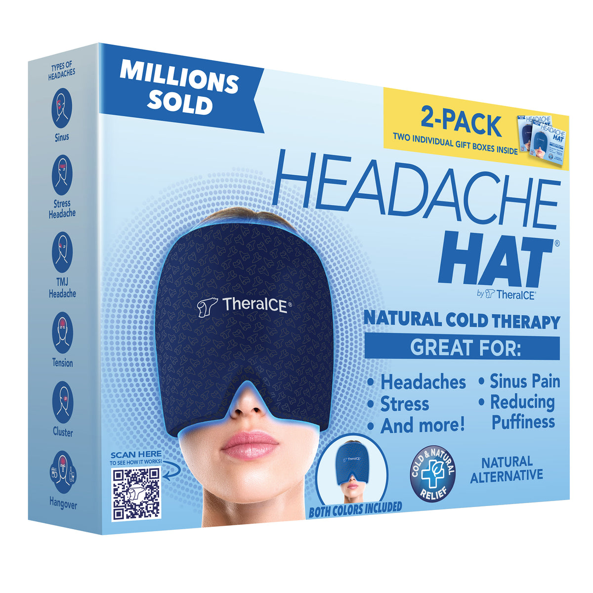 TheraICE Headache Hat, 2-Pack