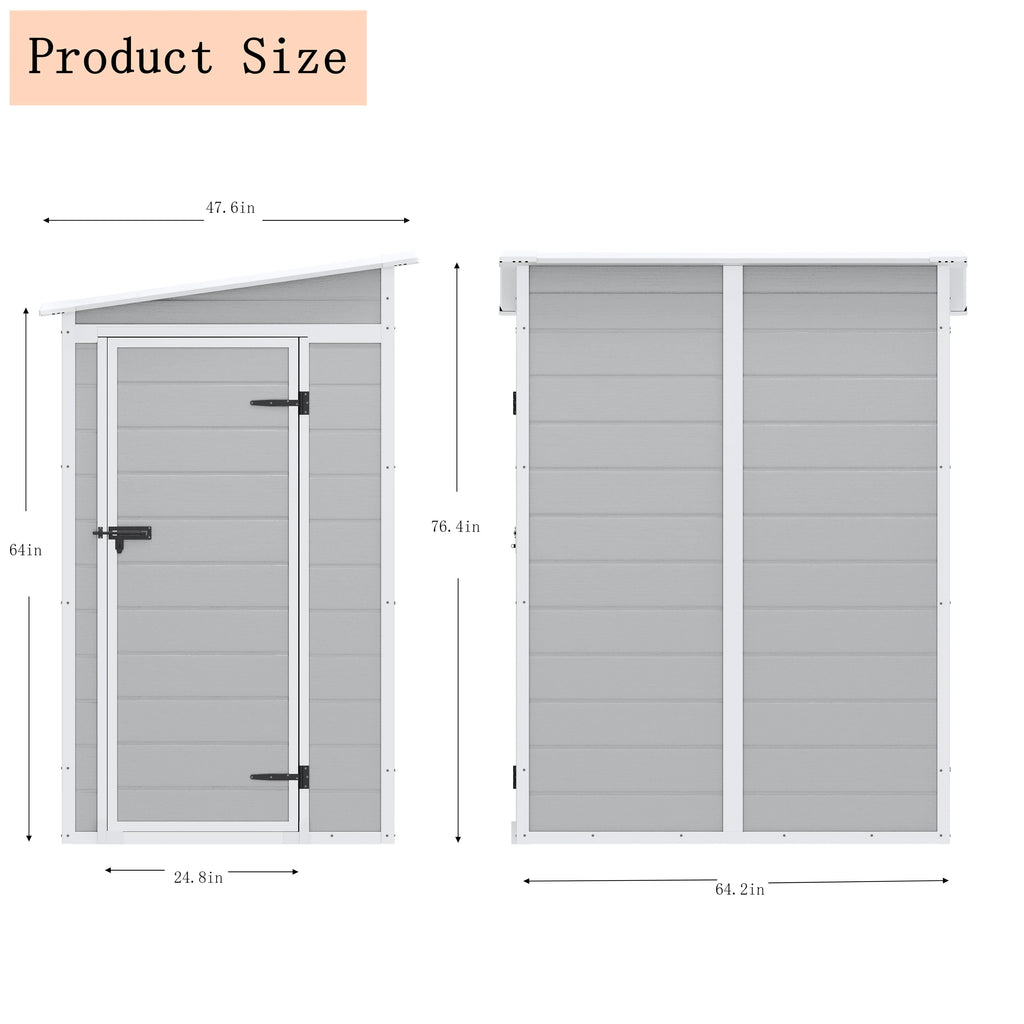 Syngar Outdoor Storage Shed with Lockable Doors, Dark Gray