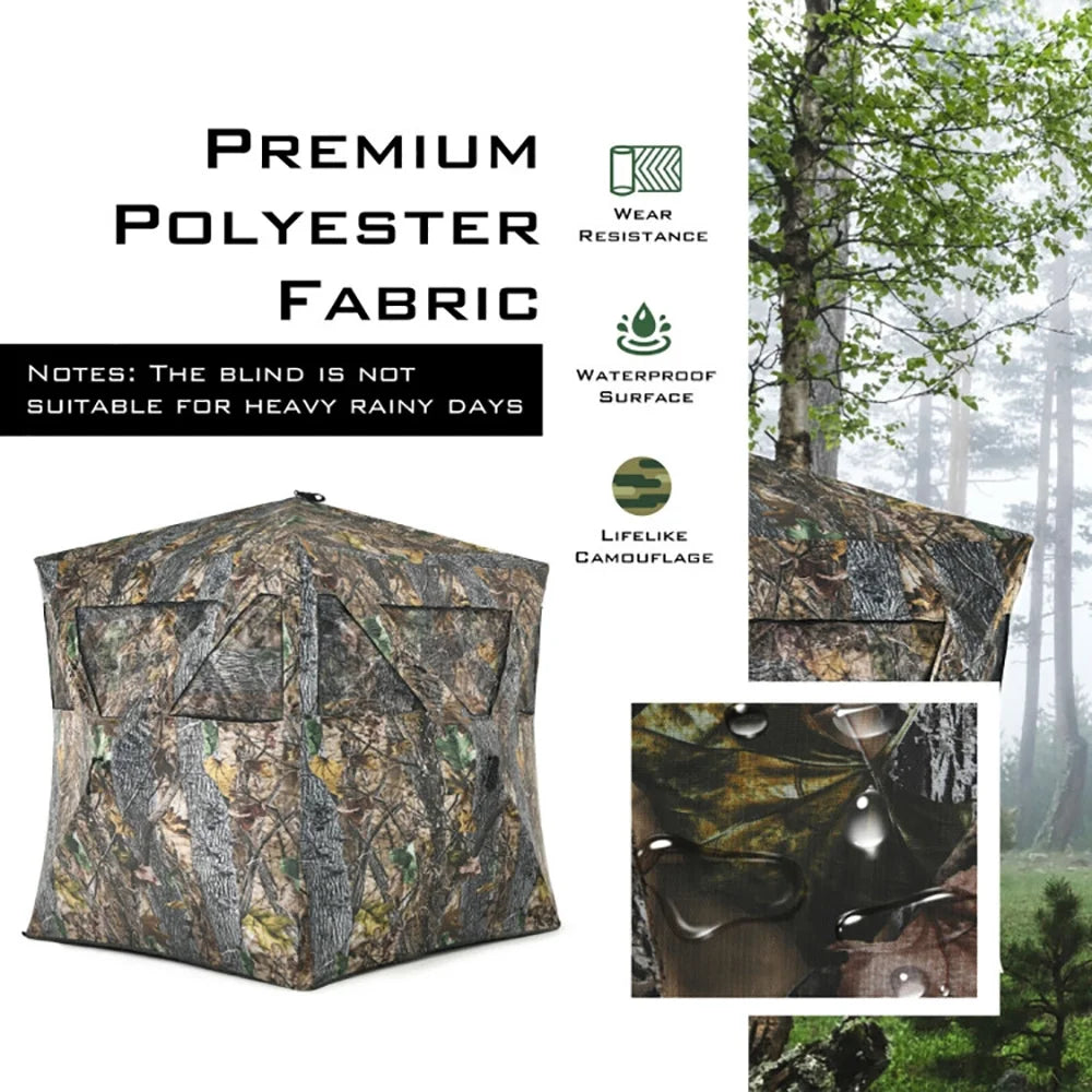 Resenkos 3 Person Portable Pop-Up Ground Hunting Blind with Tie-downs, Beach Shade, Easy Pop Up Beach Shade Beach Tent, Sun Shelter Instant Portable Beach Tent Umbrella