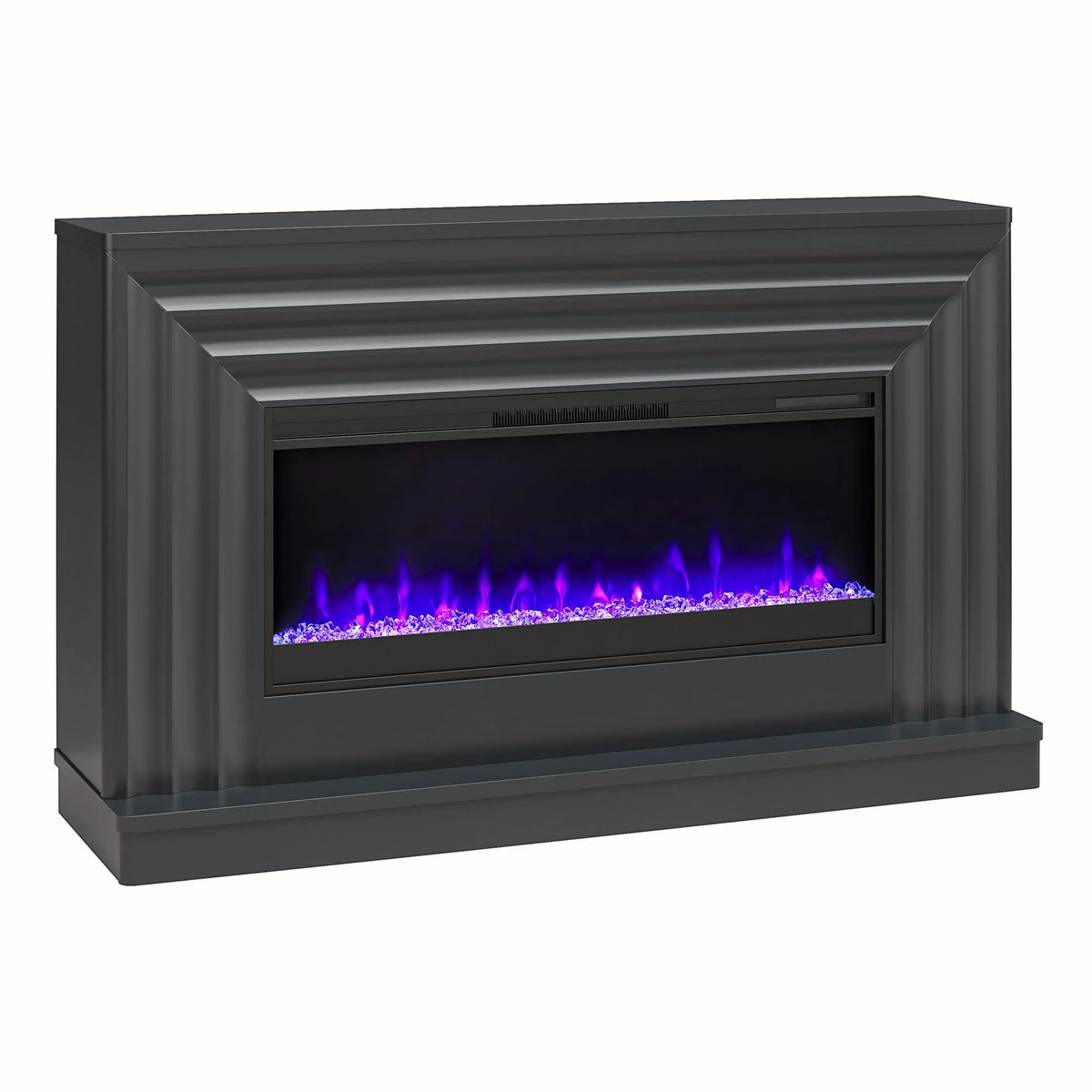 CosmoLiving by Cosmopolitan Rene Electric Fireplace Mantel 65" TV Stand with Multi-Color Flame and Crystal Ember Bed, Black