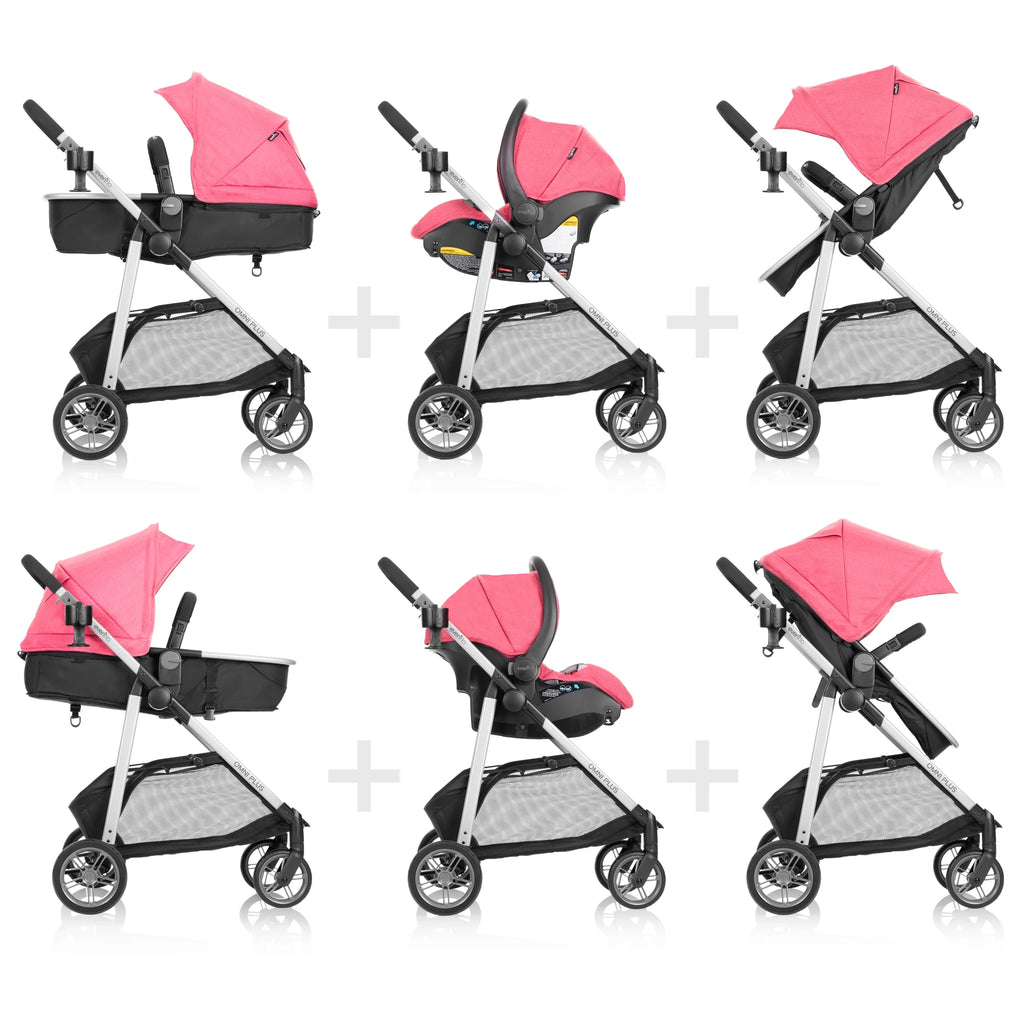 Evenflo Omni Plus Modular Travel System with LiteMax Sport Infant Car Seat, Mylar Gray, Unisex