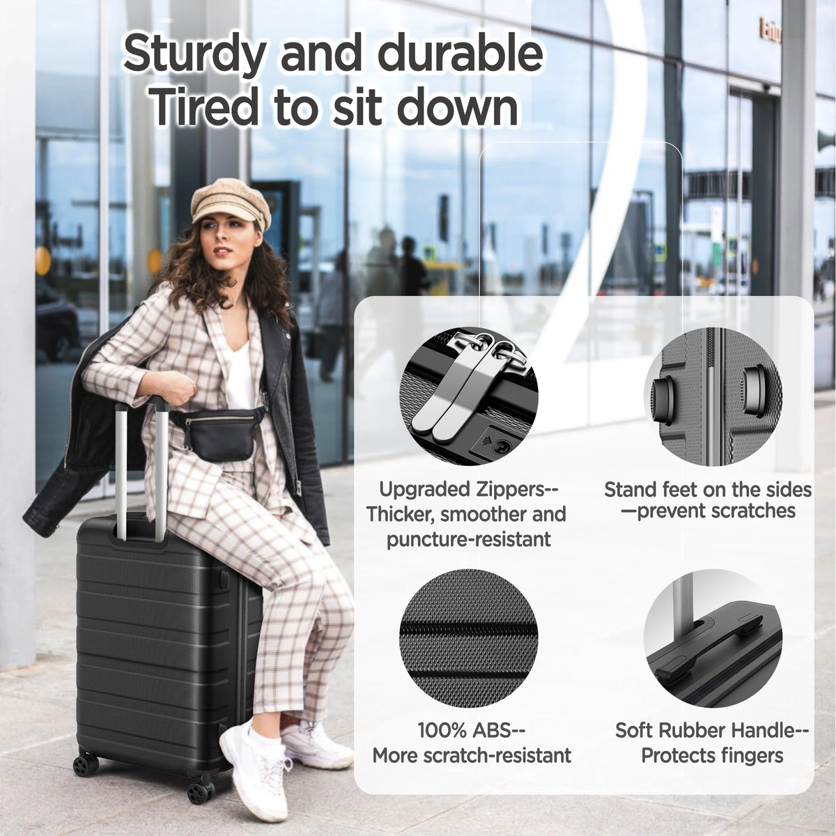 Famistar 11 Piece Hardside Luggage Suitcase Set with 360�� Double Spinner Wheels TSA Style Lock, 14�� Travel Case, 20" Carry-On Luggage, 24" Checked Luggage and 28" Checked Luggage, Black