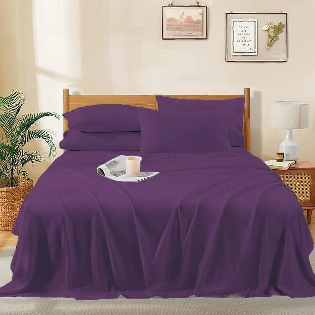 1000 Thread Count 4-Piece 100% Egyptian Cotton Bed Sheets Luxury Hotel Sheets Fits Mattress Upto 21" Deep Pocket, Twin XL Size - Burgundy Solid