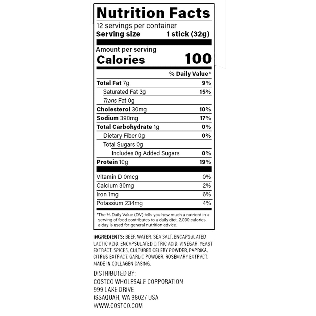 Kirkland Signature Grass-fed Beef Sticks, 1.15 oz, 12-count