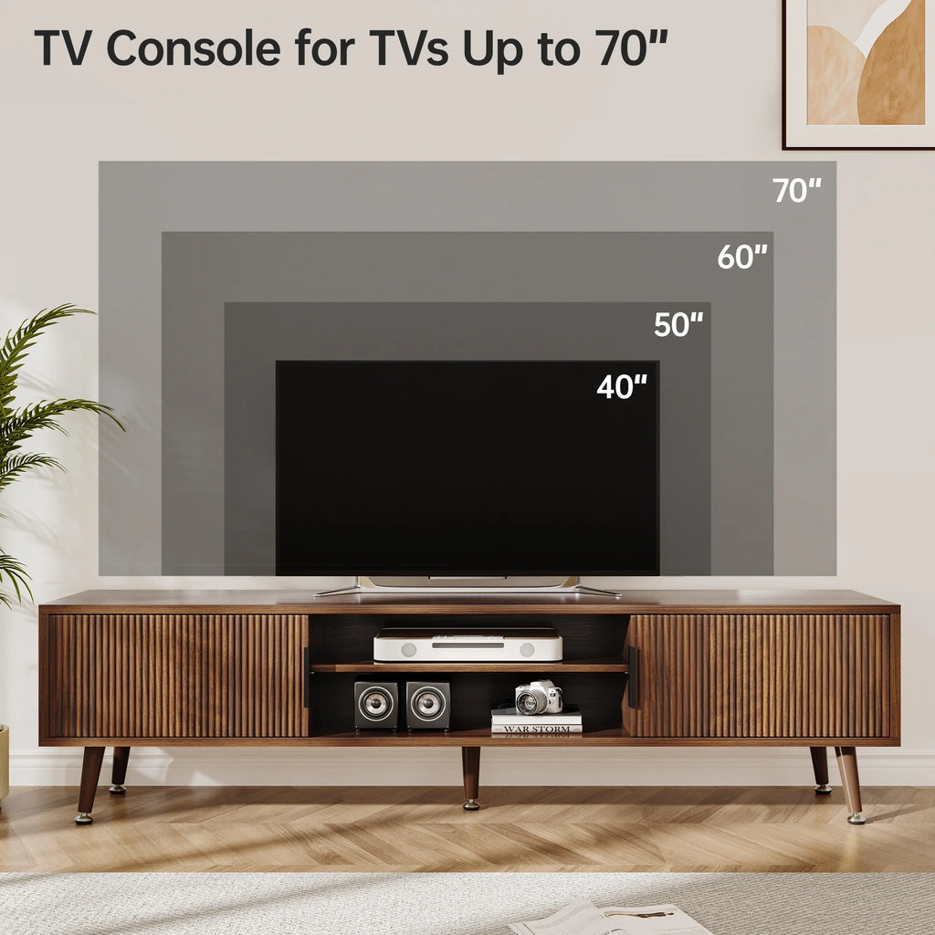 Selooye Mid Century TV Stand, Modern TV Console for TVs up to 70 Inches, Entertainment Center with Storage, TV and Media Consol, 62 Inch (Natural)