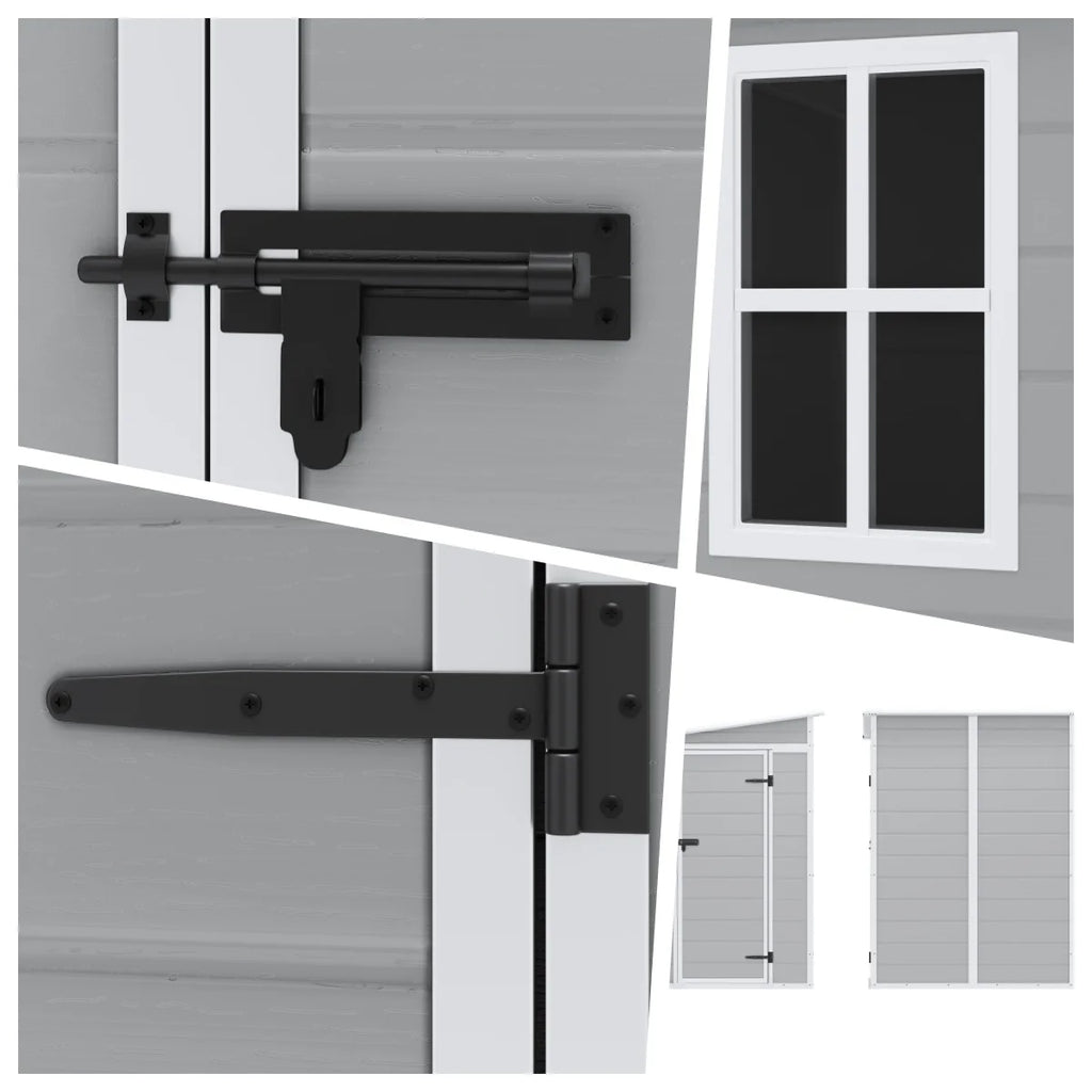 Syngar Outdoor Storage Shed with Lockable Doors, Dark Gray