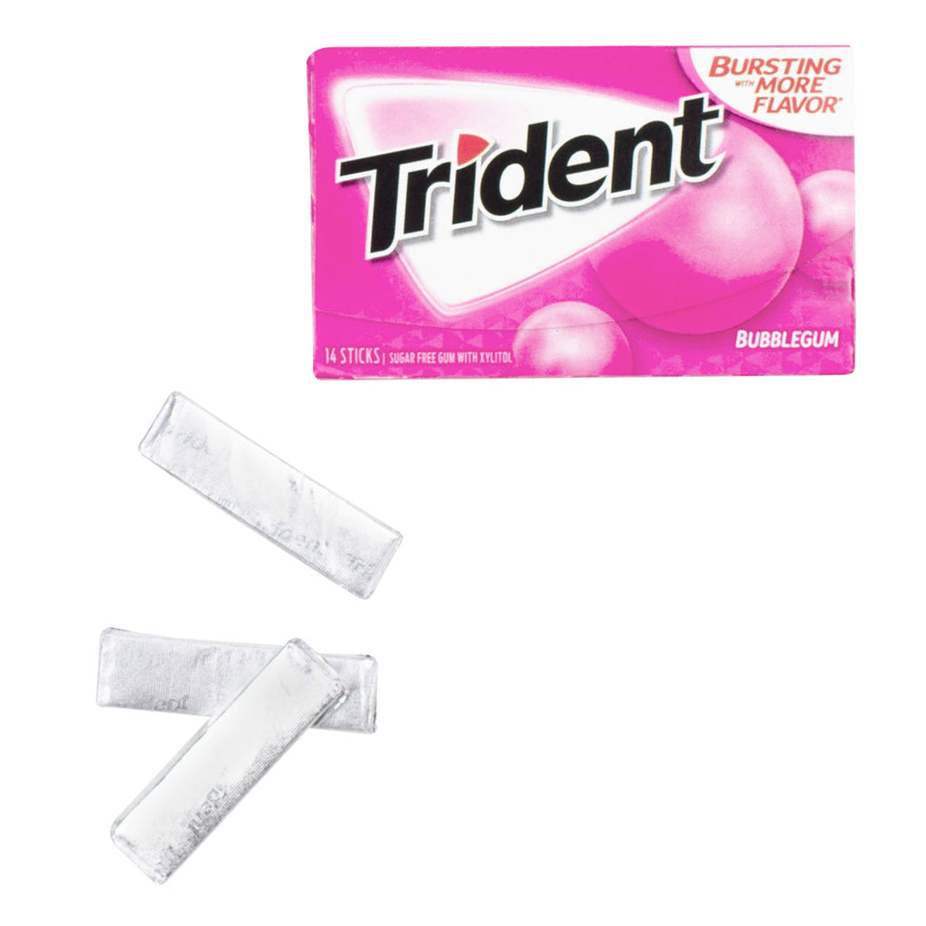 Trident Sugar Free Gum, Bubblegum, 14 Pieces, 15-count