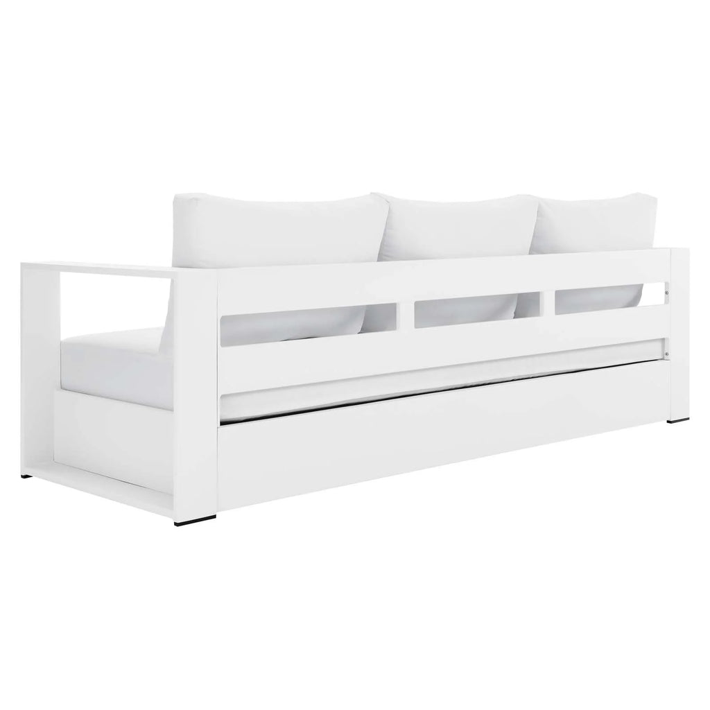 Lounge Sofa Table Set, Grey Gray, Aluminum, Metal, Fabric, Modern Contemporary, Outdoor Patio Balcony Cafe Bistro Garden Furniture Hotel Hospitality