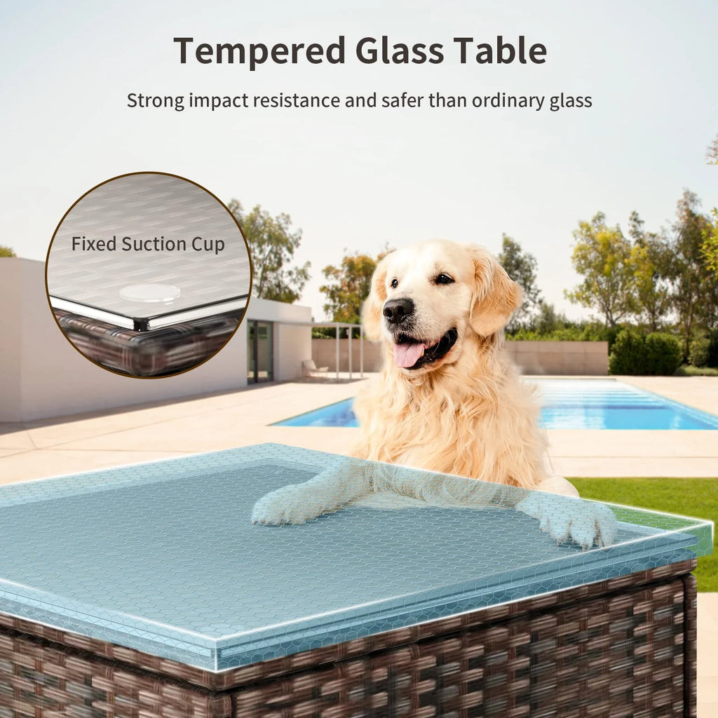 Patio Furniture Set Clearance, Lofka 5 Pieces Patio Conversation Set with Sofas and Tempered Glass Coffee Table for Outdoor Garden Gray