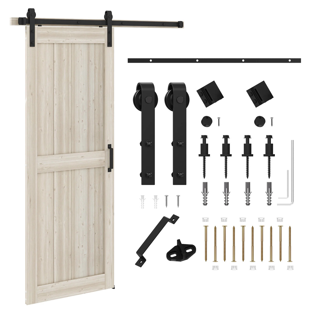 Uforic 48" x 84" Silding Barn Door,with Hardware Kit Rail,and Handle,Pulleys, Gray