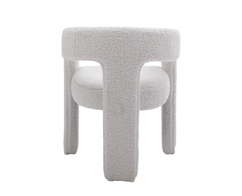 Guyou Modern Sherpa Upholstered Dining Chair, Cute Barrel Side Armchair Kitchen Chair with Armrests and Back for Living Room Dining Room Bedroom, Green