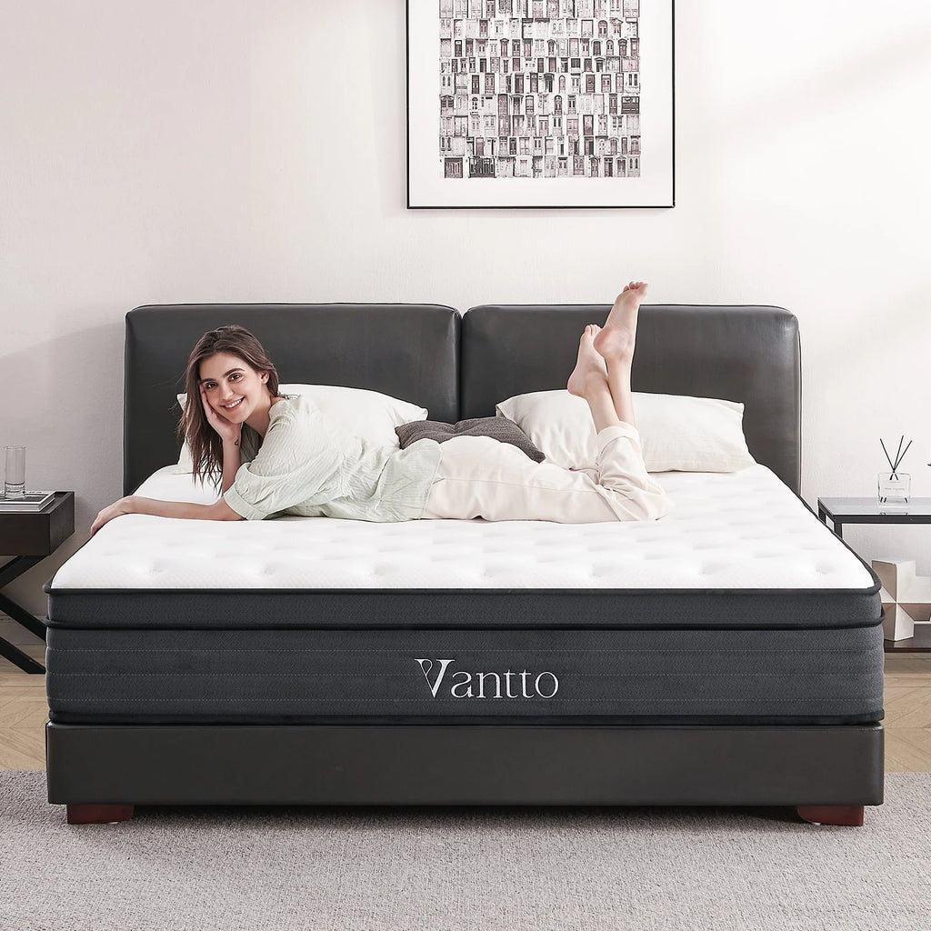 Vantto Queen Mattress, 12 Inch Hybrid Memory Foam Mattress in a Box, Pressure Relief, CertiPUR-US