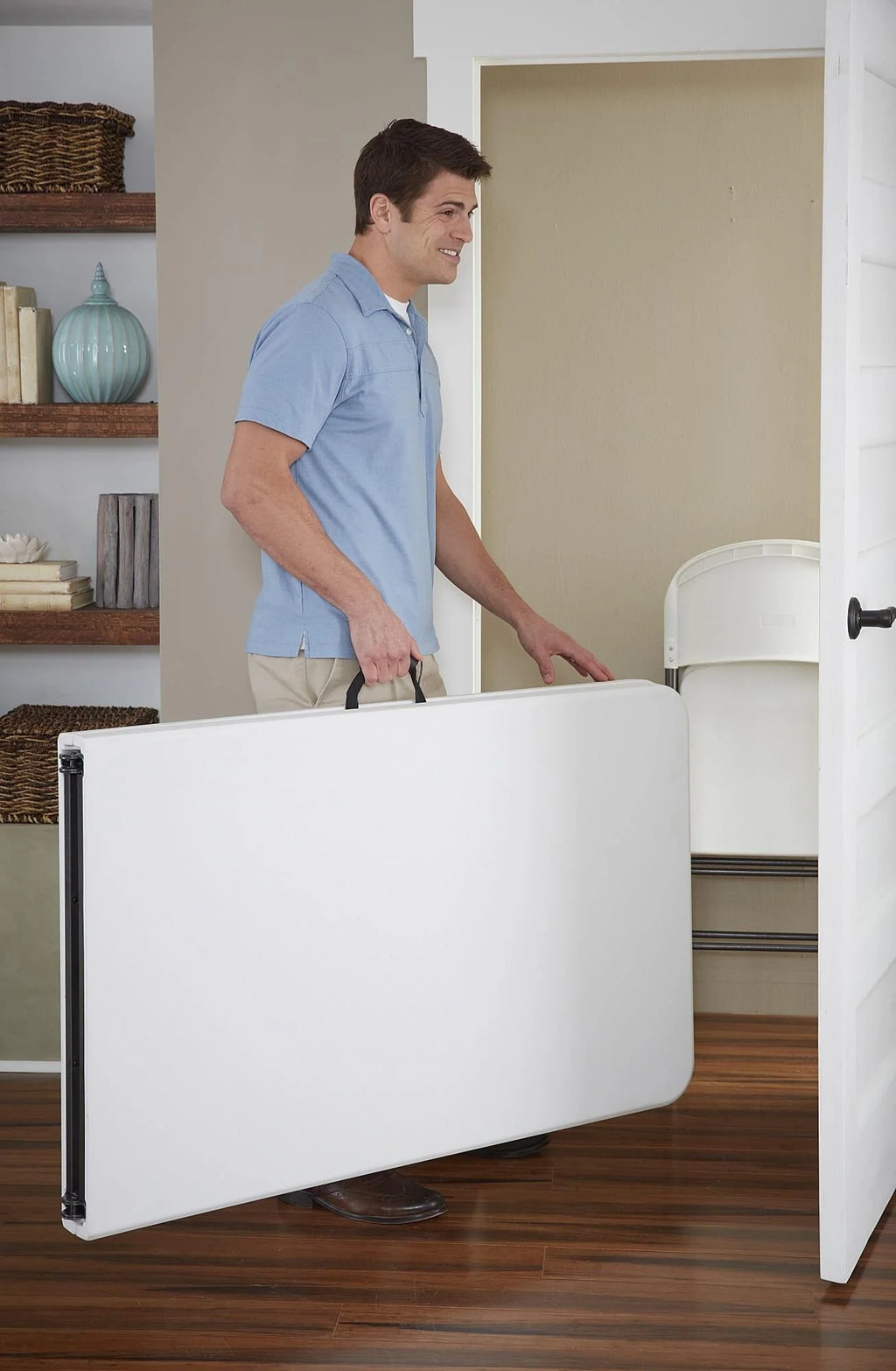 Cosco 8 Foot Centerfold Folding Table, White