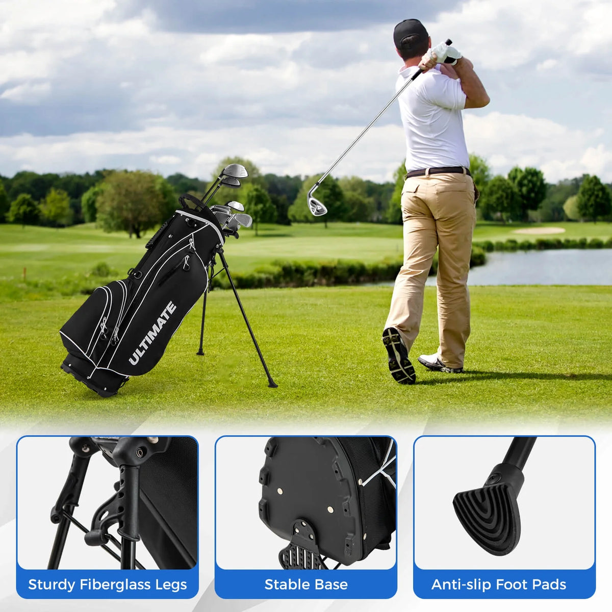 Costway Men's Complete Golf Clubs Package Set 10 Pieces Includes Alloy Driver