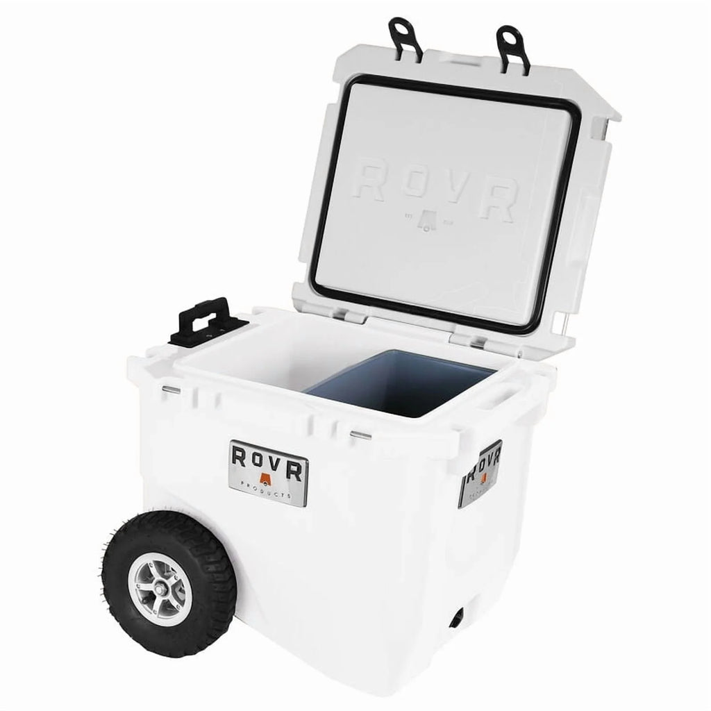 RovR RollR 45-Qt. Durable, All-Terrain Wheeled Cooler with Handle & Collapsible LandR Bin- For Beach, Camping and Outdoor Activities, Powder (45PROLLRWB)