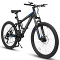 26 Inch Mountain Bike - 21-Speed with Disc Brakes, Durable Frame, Front & Rear Dual-Shock Absorption, Unisex for Commuting, Travel, School & All-Terrain Cycling