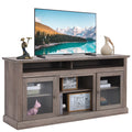 TV Stand for 65 Inch TV, Entertainment Center with Two Glass Barn Doors and Storage Cabinet Table, Farmhouse Style Media Console Table for Living Room(Coffee)
