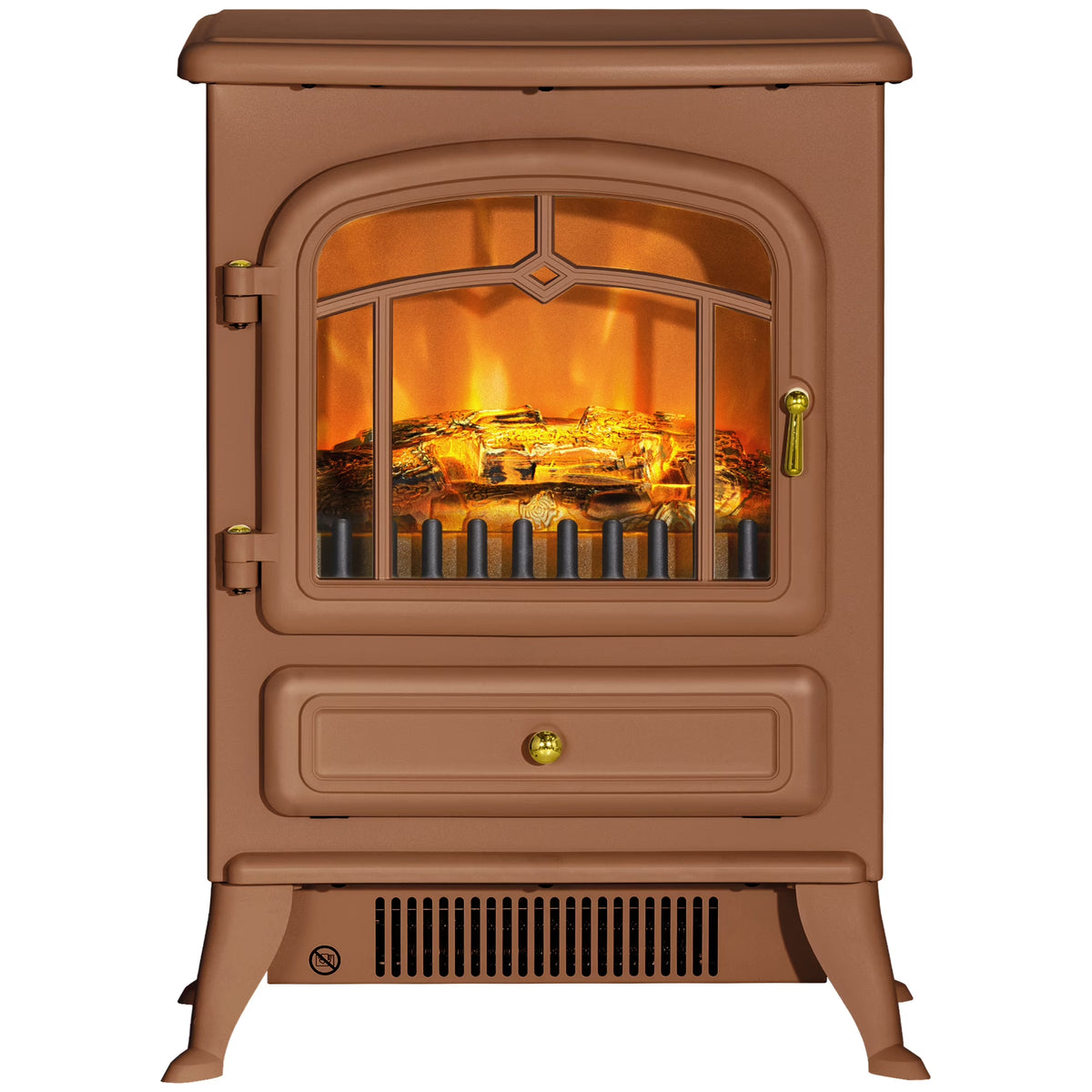 HOMCOM Electric Fireplace Heater with Realistic LED Flames Beige