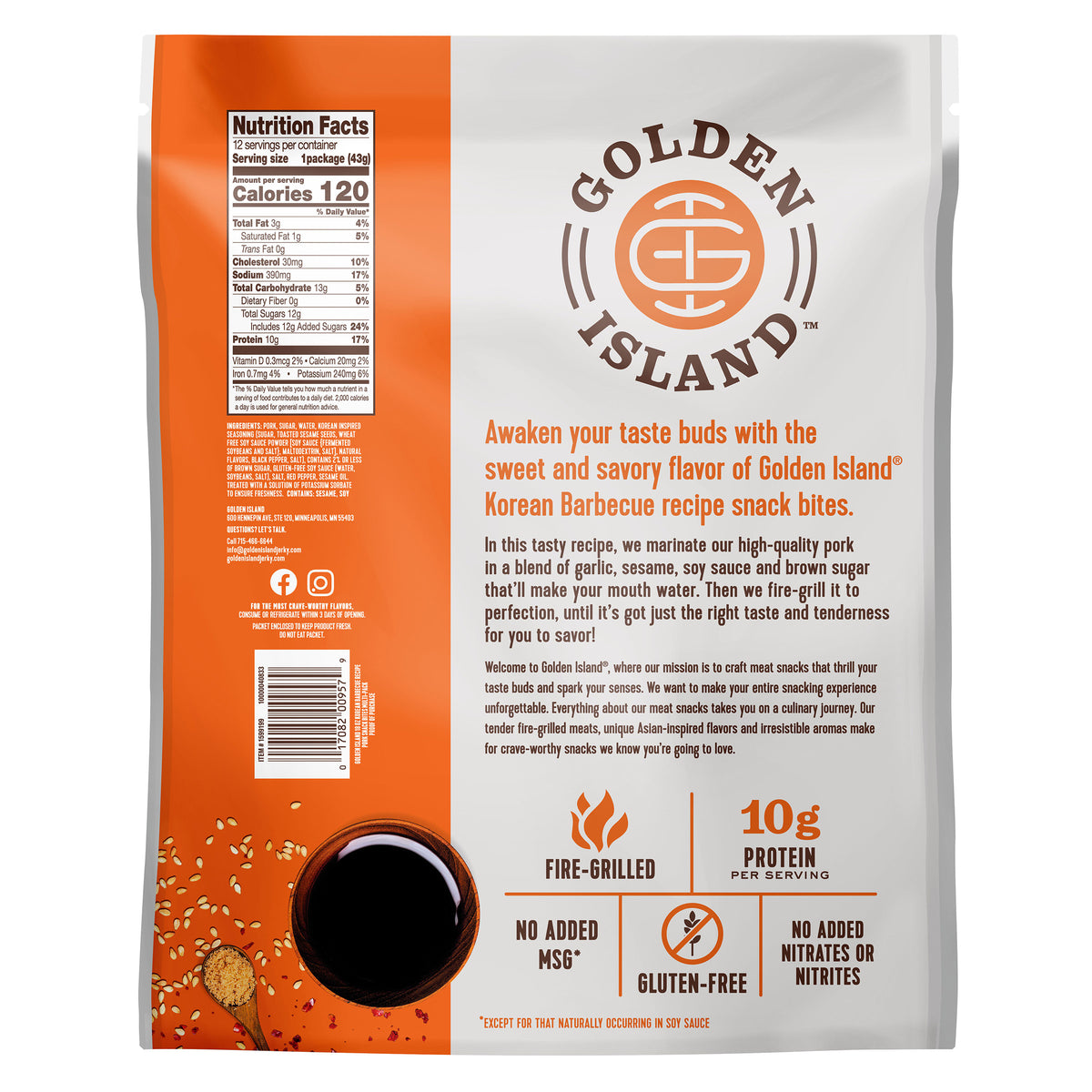 Golden Island Pork Snack Bites, Korean Barbecue, 1.5 oz, 12-count
