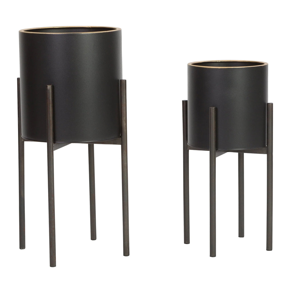 Jaxon Modern Black Planters (Set of 2)