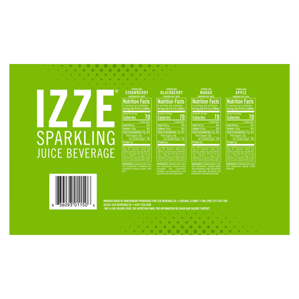 IZZE, Sparkling Juice Beverage, Variety Pack, 8.4 fl oz, 24-Count