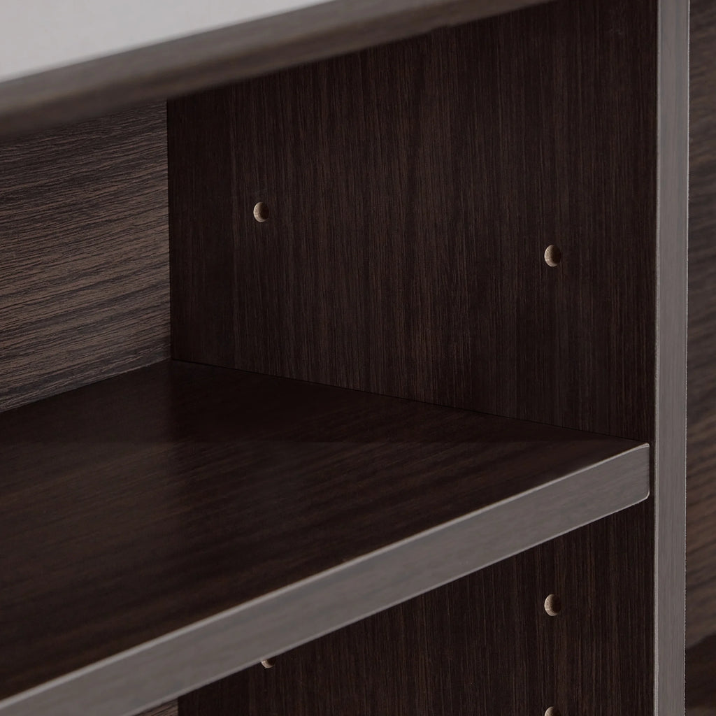 Your Zone Easy to Assemble Storage Bed with Bookcase Headboard, Twin, Natural Teak Finish