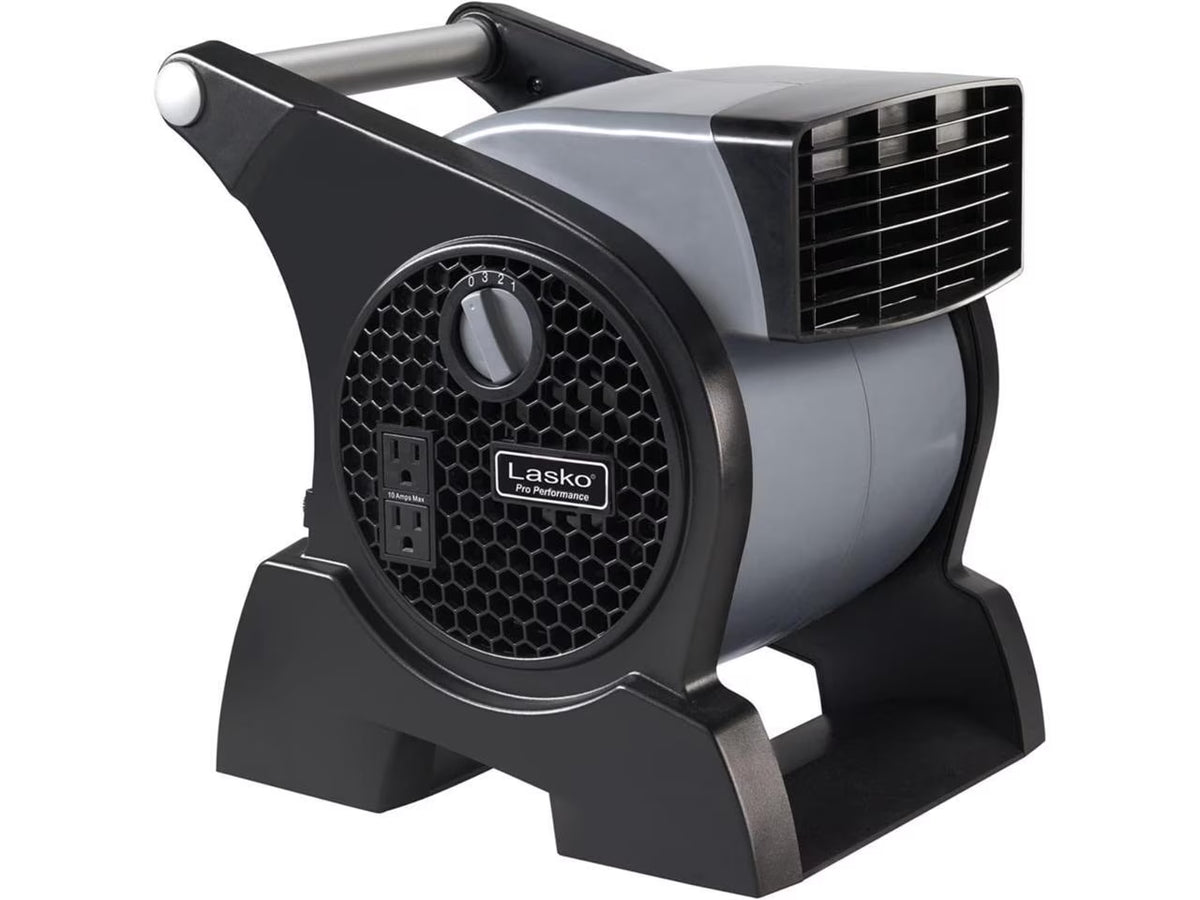 Lasko Pro Performance High Velocity Utility Fan with Integrated Power Outlets