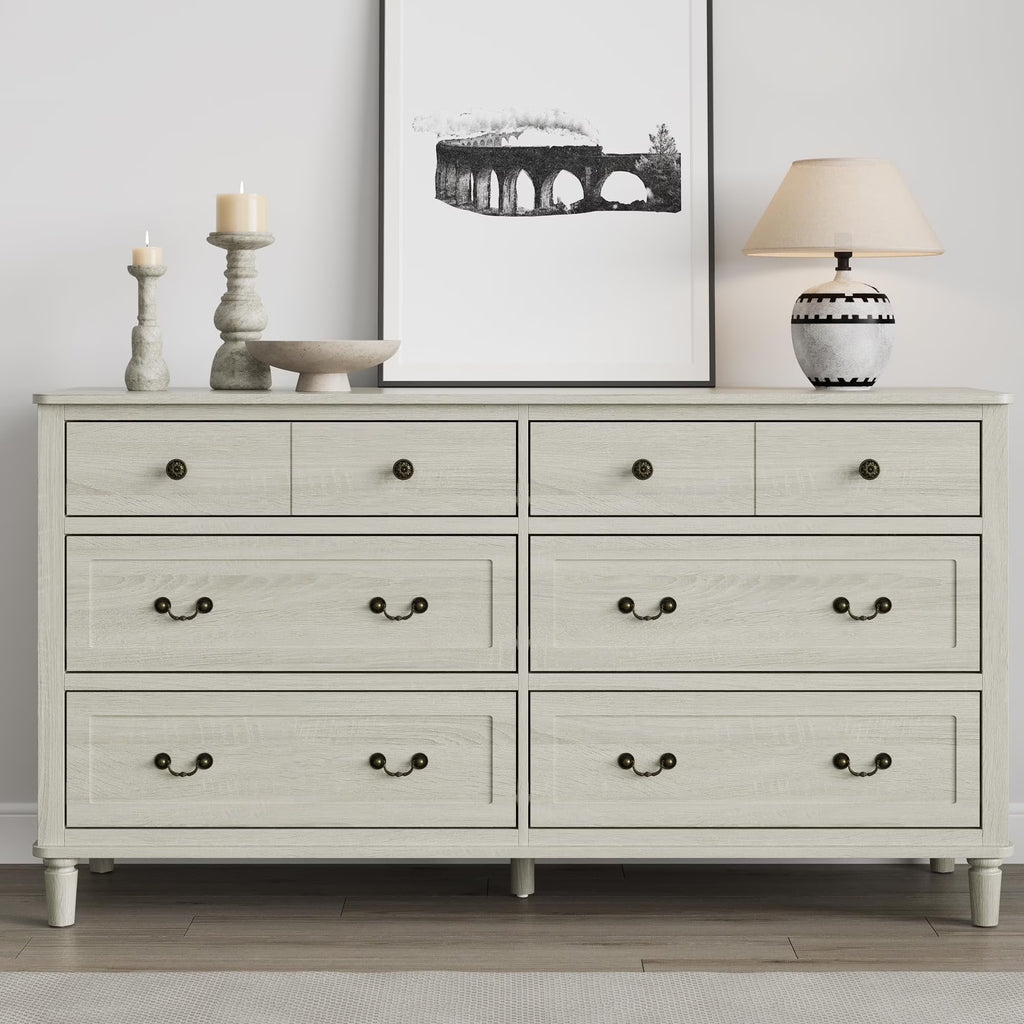 May Color Large White 3 Drawer Dresser Set of 2 with Fluted Panel, Modern Chest of Drawers with Silent Slide Drawers, Wood Accent Nightstand with Storage for Bedroom Living Room, Hallway