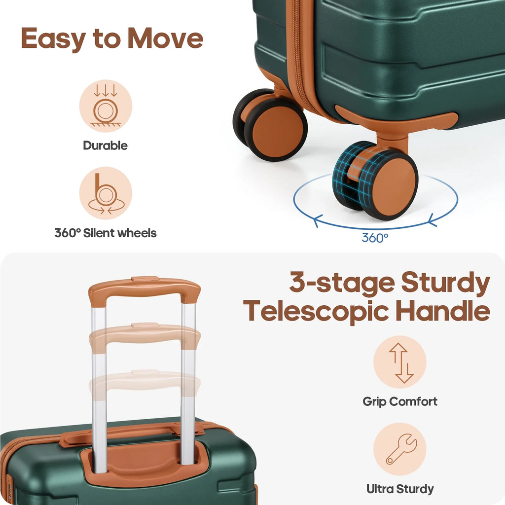 MIUSSE Carry on Luggage Set 3 Piece Hard Shell Luggage Sets with Spinner Wheels TSA Lock Carry on with Backpack Set