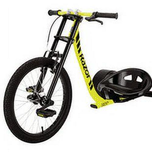 Razor DXT Drift Trike - Black/Yellow Steel Frame. 3-Wheeled Ride on Tricycle for Teens and Adults