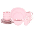 Stoneware Square 16pc Dinnerware Set, Matte Rose