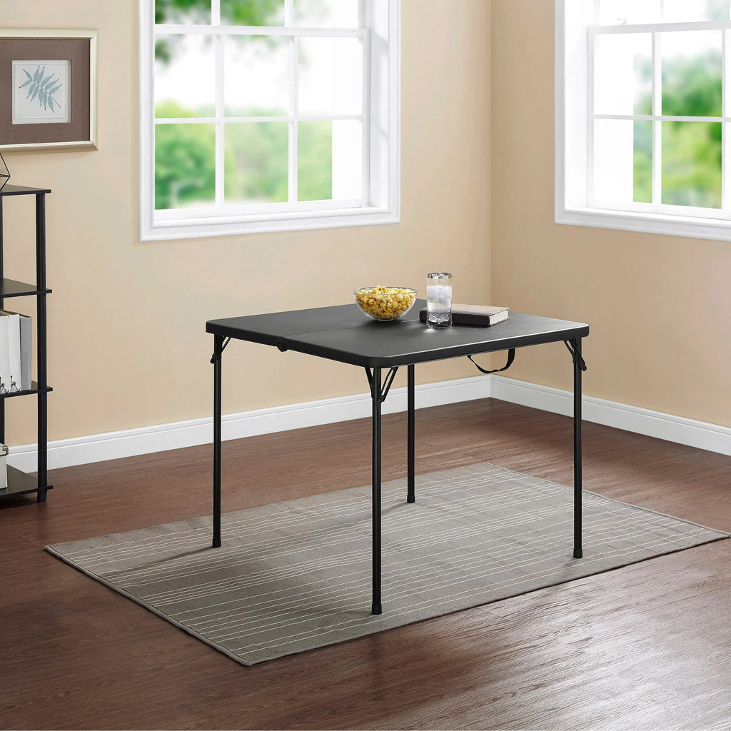 Mainstays 34" Square Resin Fold-in-Half Indoor Outdoor Table, Rich Black