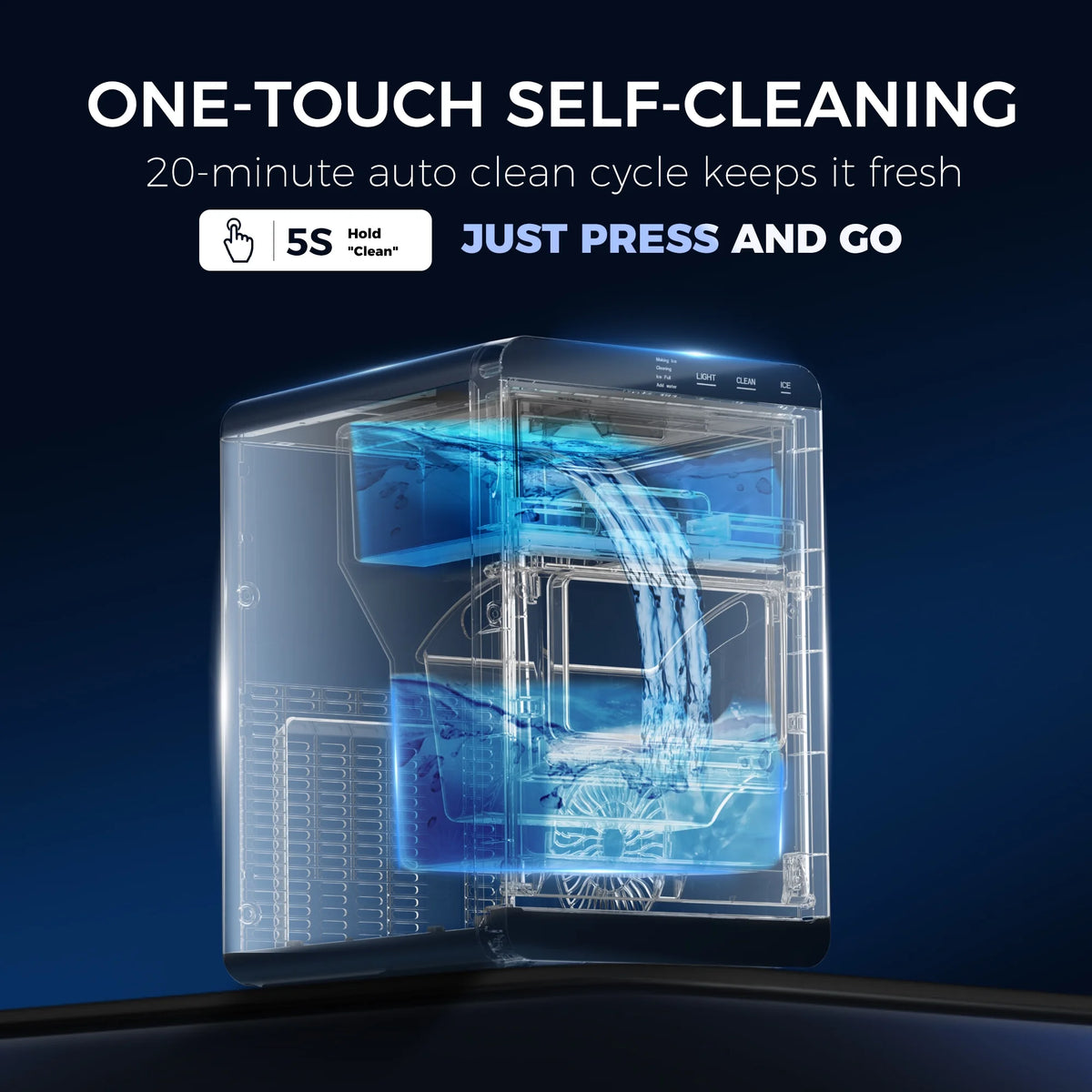 Simzlife Nugget Ice Maker Countertop, 44.9lbs per Day Chewable Pebble Nugget Ice Machine with Touch Screen for Home, Kitchen, Office, Stainless Steel, Black