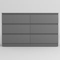 Resenkos Modern Mid Century 6 Drawer Wide Dressers Chests for Bedroom, Chest of Drawer Organizer Grey