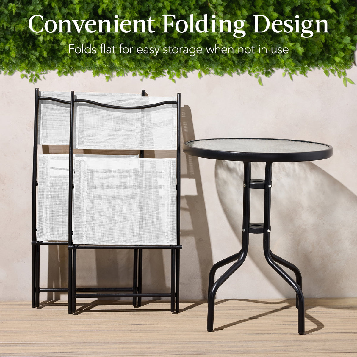 Best Choice Products 3-Piece Patio Bistro Dining Furniture Set w/ Glass Tabletop, Folding Chairs - Gray